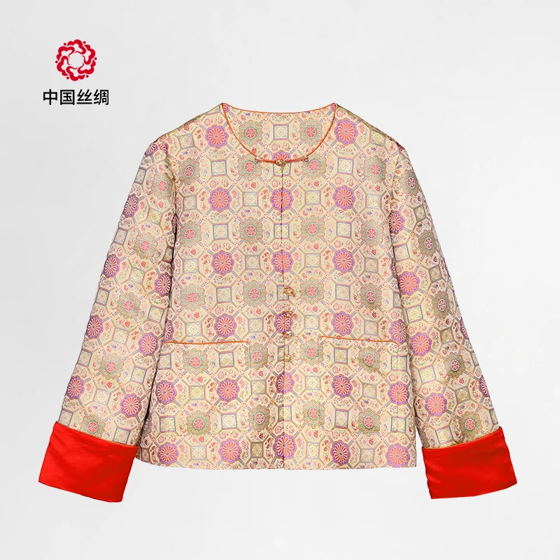 中国丝绸隆鹊『陆美英  如意牡丹八达晕』宋锦对襟上衣外套中式女装