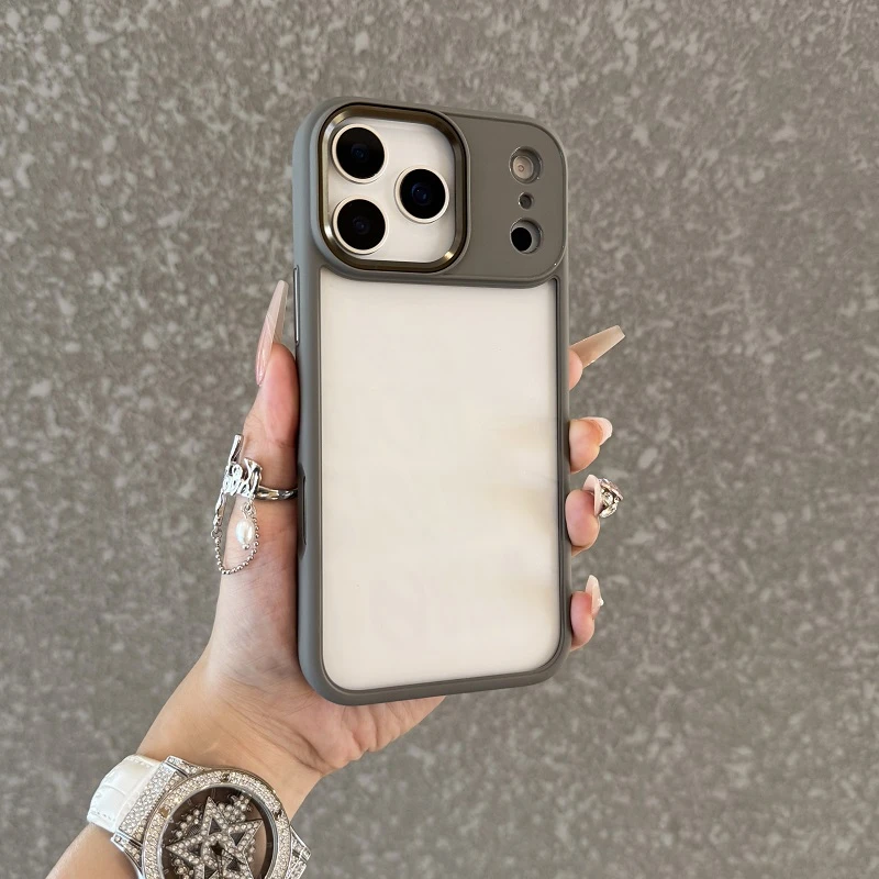 适用于苹果17promax手机壳透明亚克力17磨砂边框16plus高级15硬套