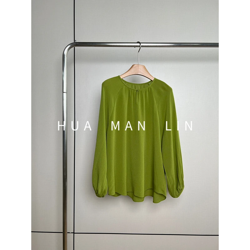 【花滿林】圆领水滴扣定染色鬼绉真丝桑蚕丝上衣259036