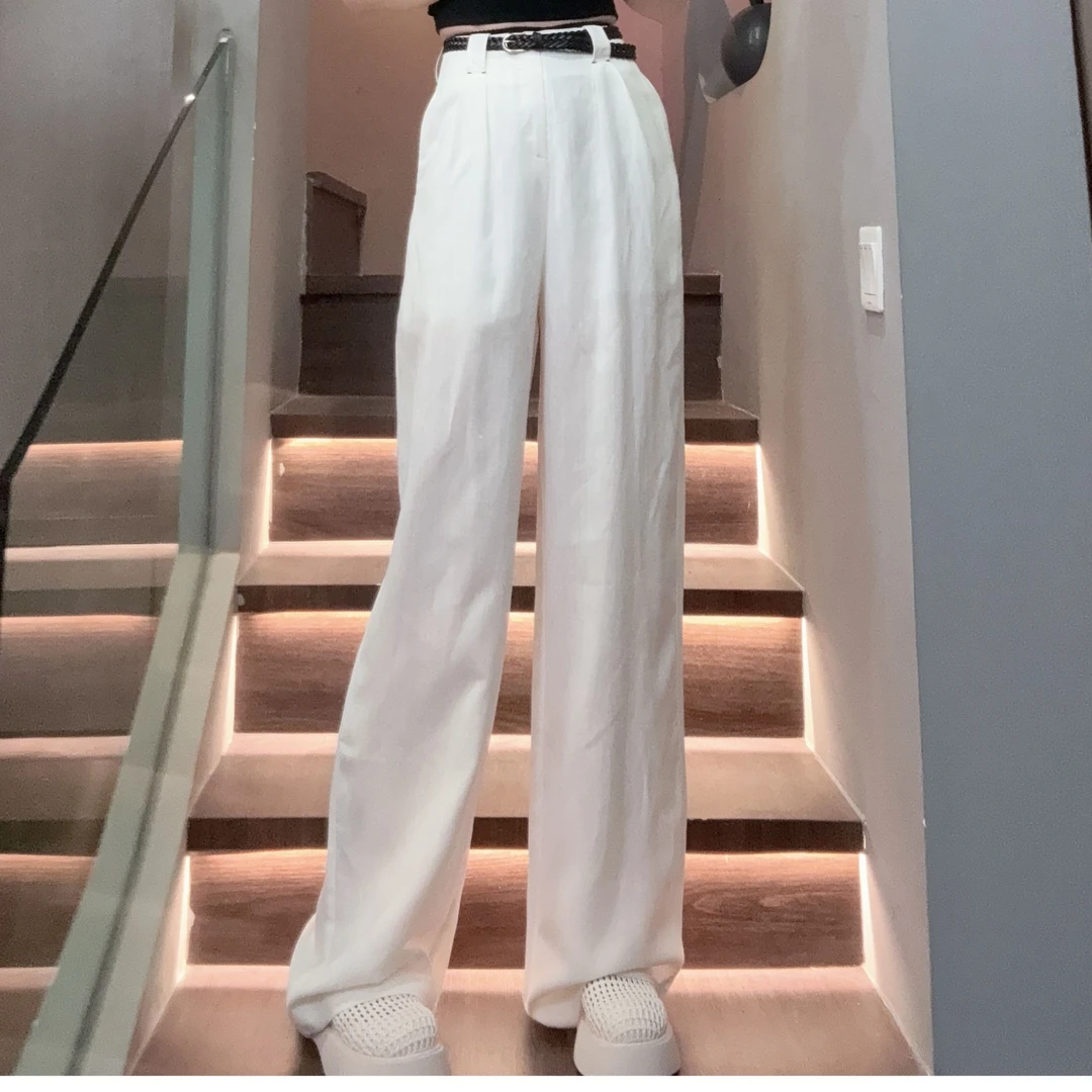 【YUANJIE】欧货亚麻阔腿裤女夏显瘦宽松慵懒风垂感休闲拖地裤