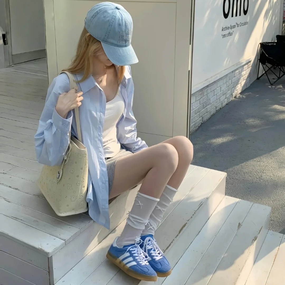 牛皮版粉色德训情侣款男鞋女鞋2025春季新款休闲板鞋