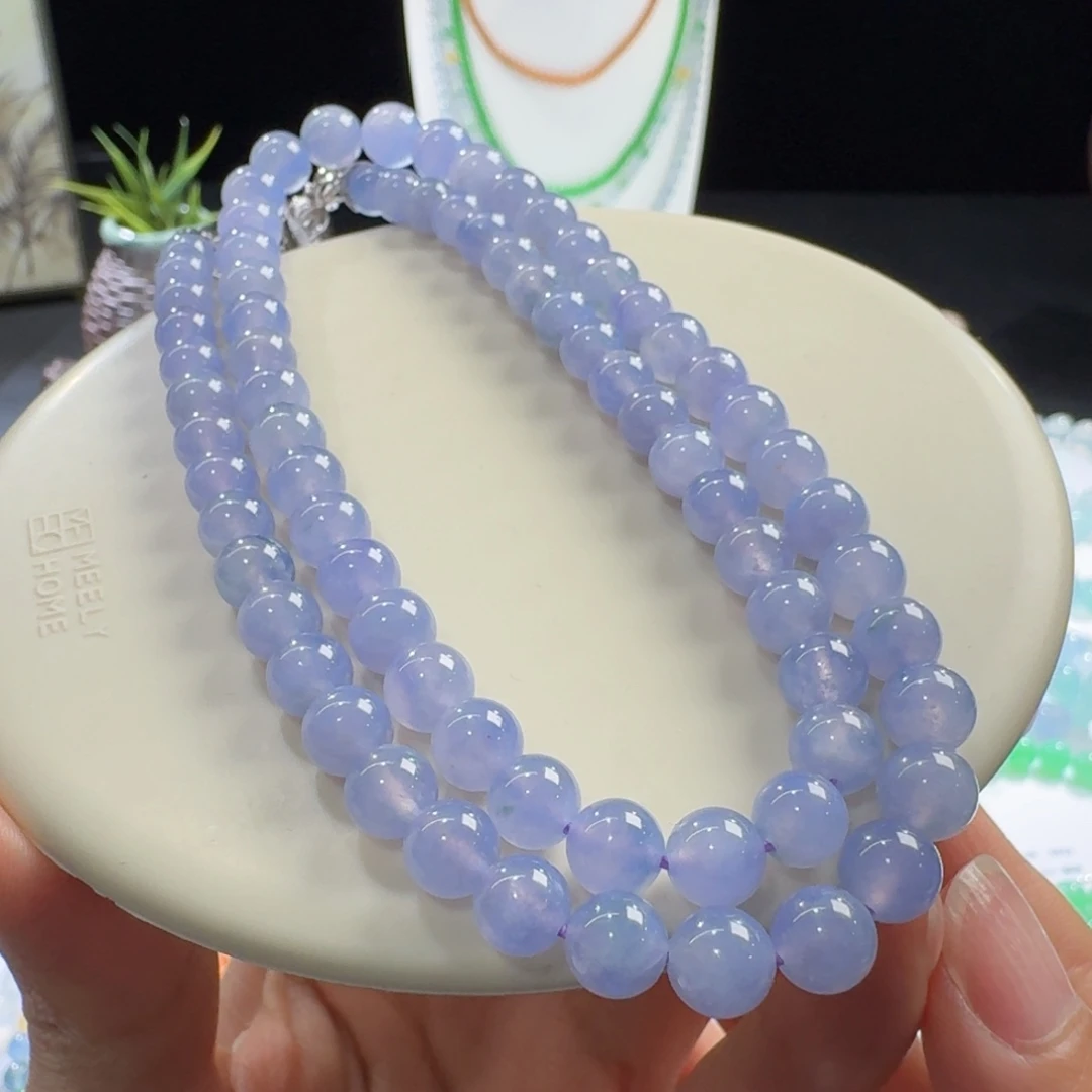翡翠未镶嵌手链冰妖紫长串7-8mm