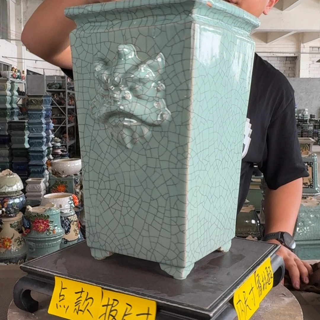 。一风堂石湾花盆 缩釉 内16*34