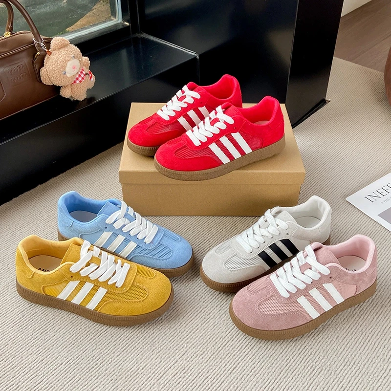 经典百搭休闲板鞋女2025春夏新款网面透气百搭韩版拼色德训鞋潮鞋