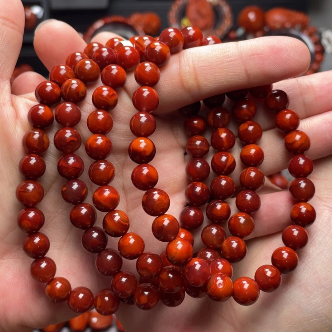 【闪购商品】未镶嵌8mm高货牛血红多圈南红玛瑙