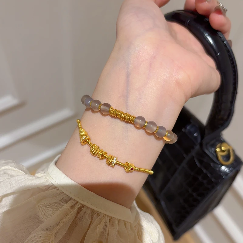海上罗孚黄金盘缠手链女新款999足金转运珠手串520节日礼物送女友