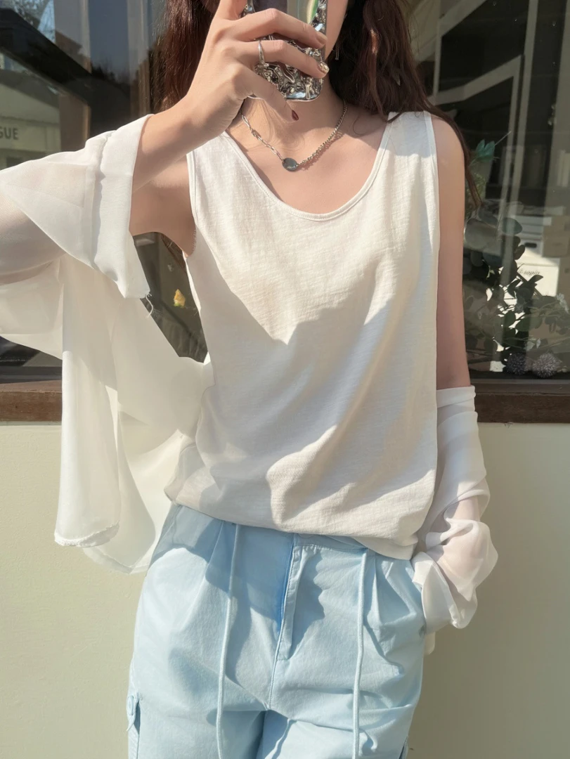 夏季宽松慵懒风打底可外穿小吊带背心女式无袖上衣