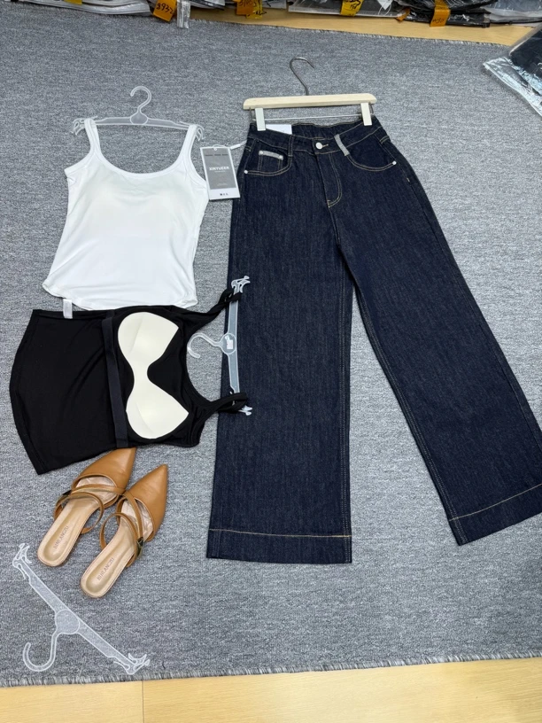 新款2720窄版阔腿牛仔裤、女 显瘦时尚百搭