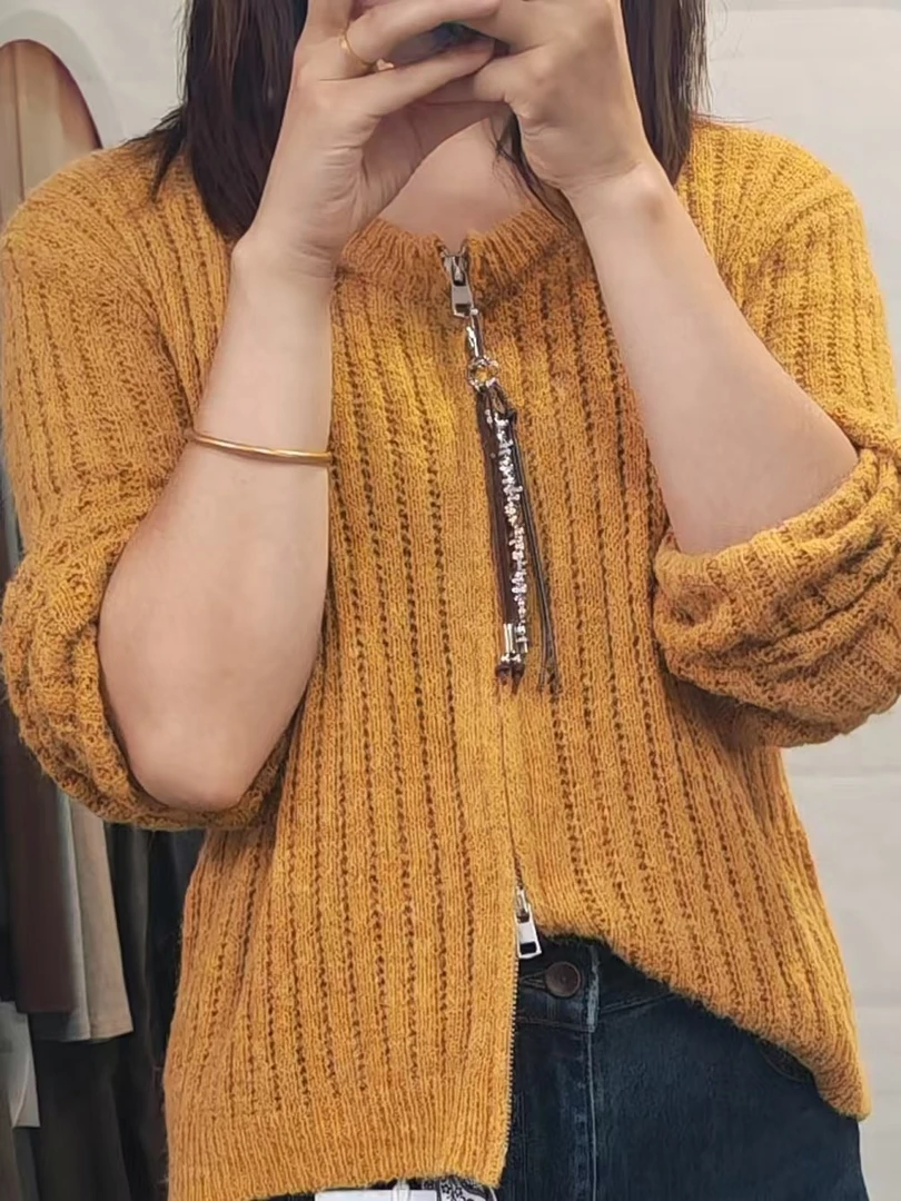 慵懒风秋季毛针织衫显瘦百搭拉链毛衣女