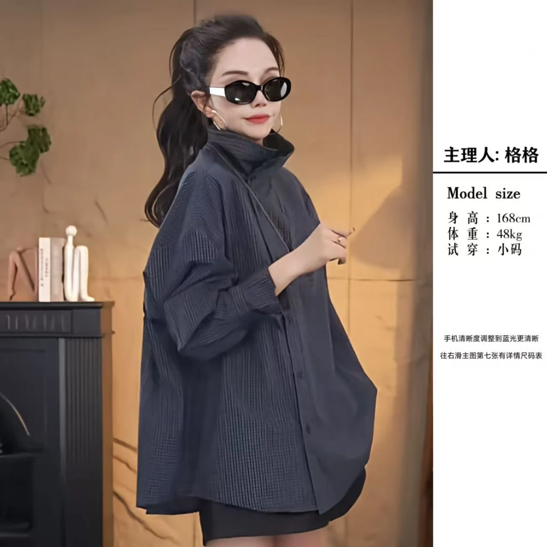 【格小姐】9879-11秋新款气质时尚潮流百搭设计感宽松显瘦翻领衬衫