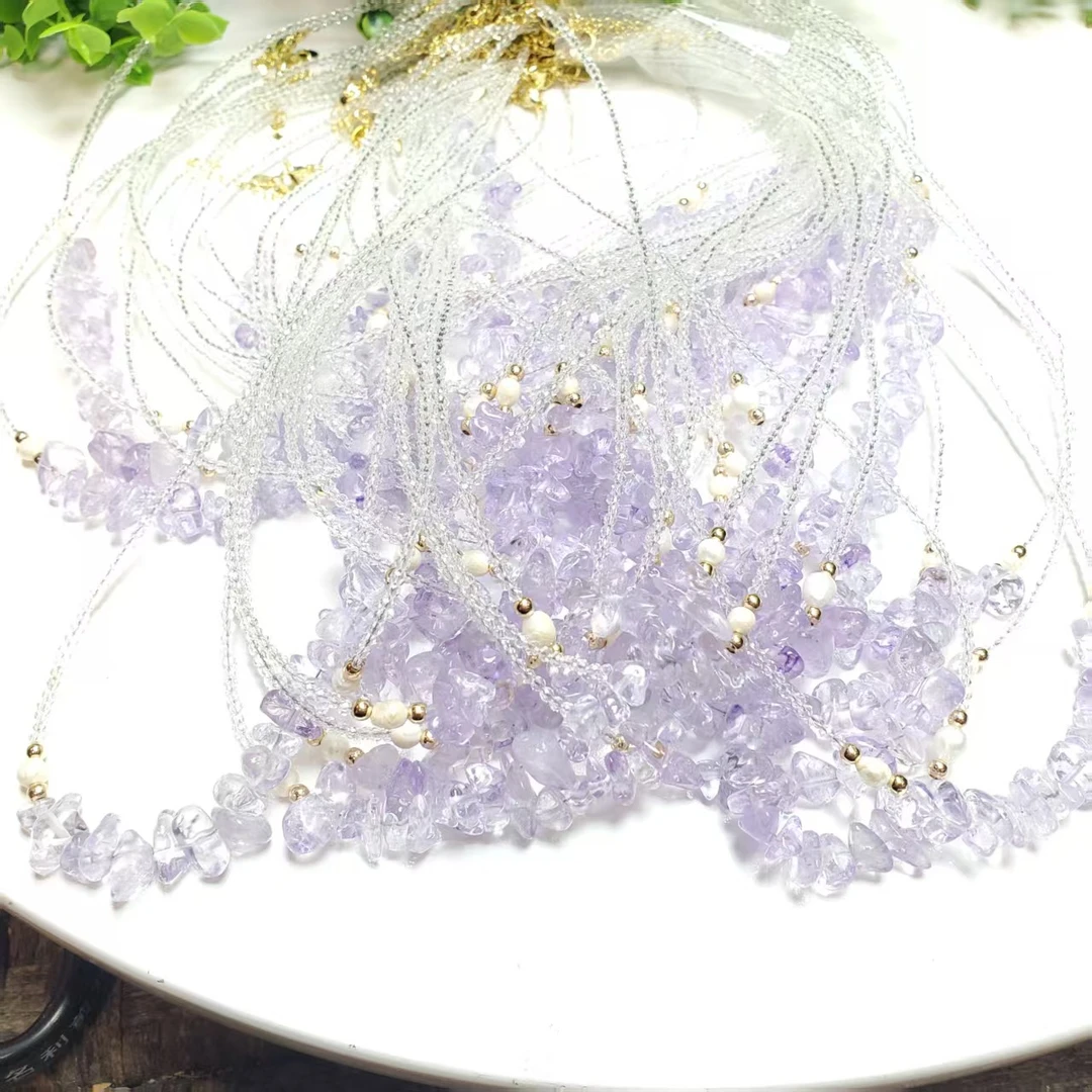 Q184【赵小姐】时尚百搭紫水晶碎石项链多样式发其一