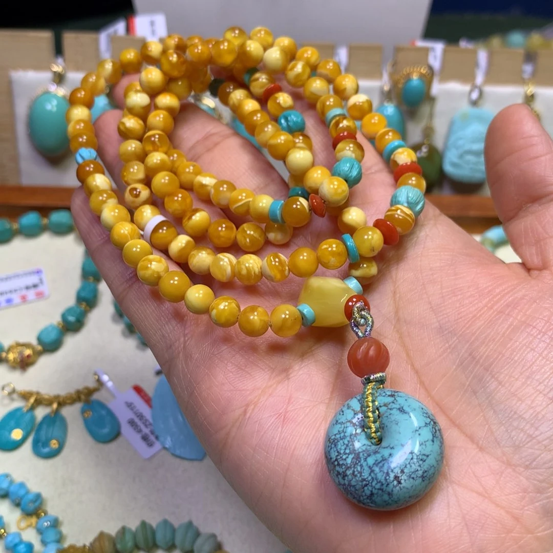 蜜蜡裸石未镶嵌项链