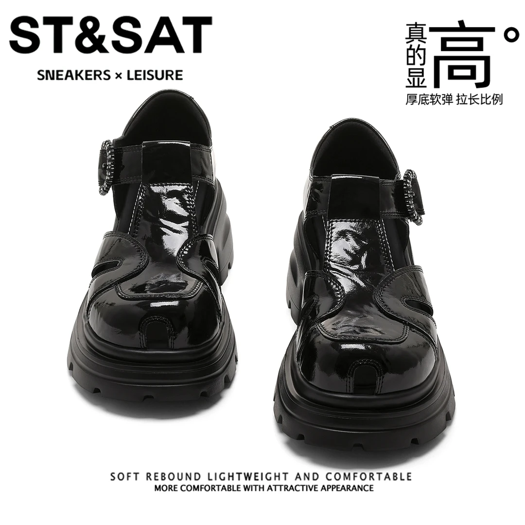 星期六增高7cm罗马凉鞋女2025新款厚底显瘦猪笼鞋英伦风包头凉鞋