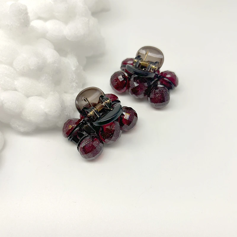 安可拉红气质红色简约百搭半扎发碎发刘海小抓夹