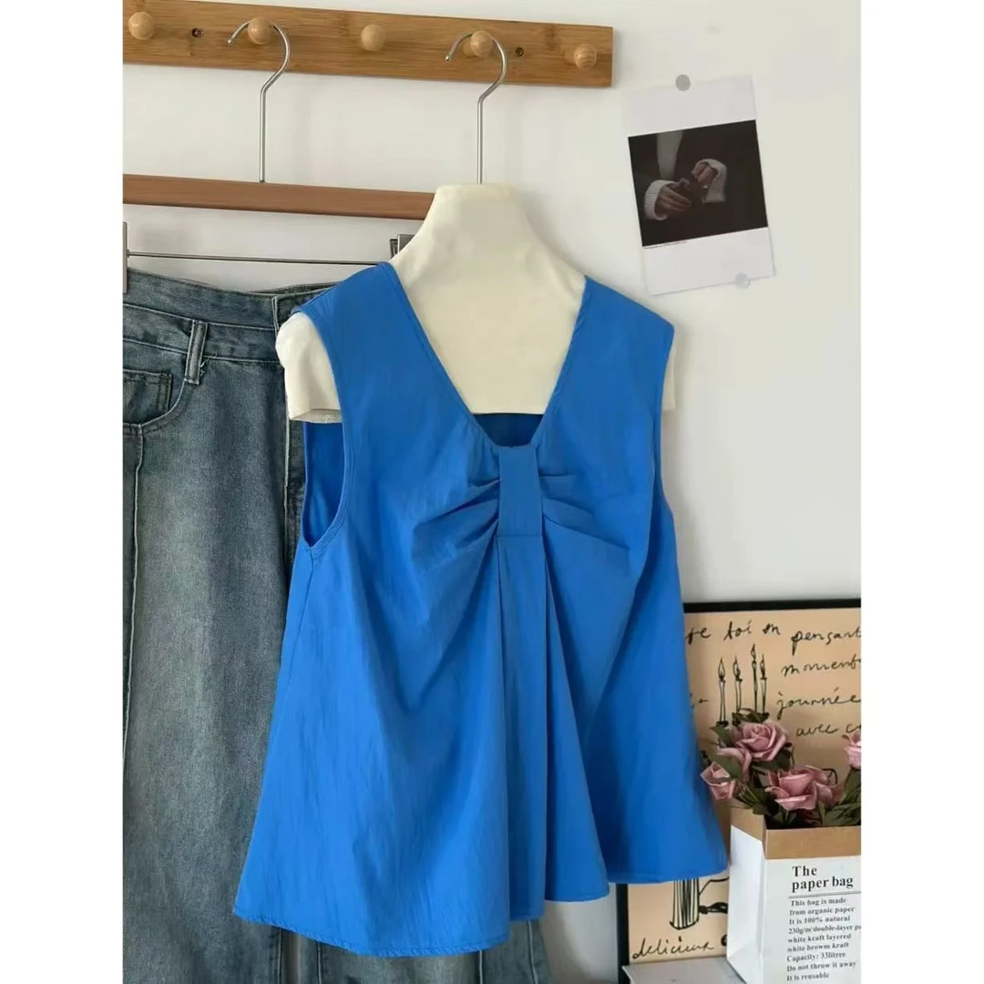 减龄松弛感上衣夏通勤显瘦百搭无袖背心简约甜美韩系2025夏季新款