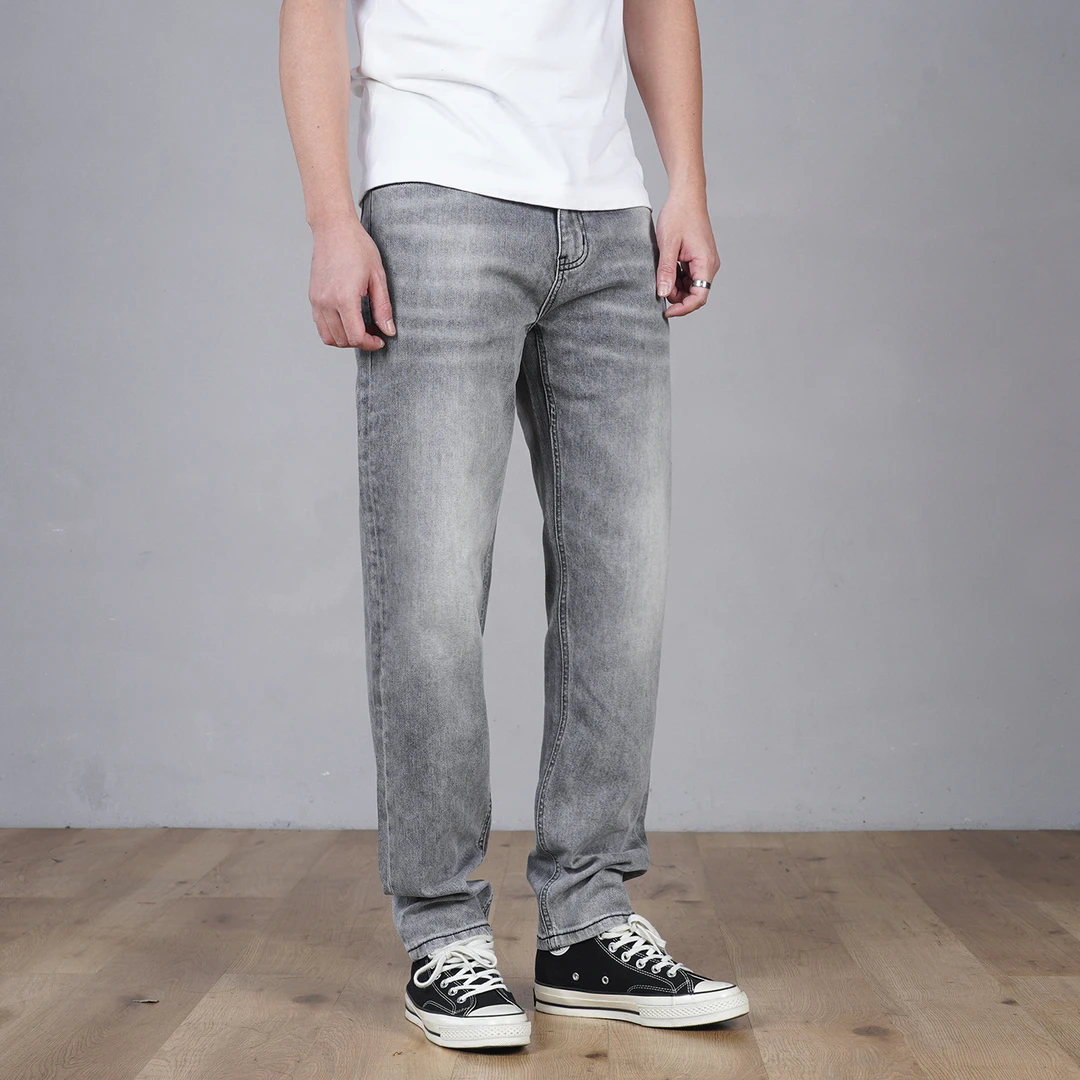 DIPAI/底牌春夏薄款黑灰弹力修身小直筒牛仔裤男士休闲时尚百搭
