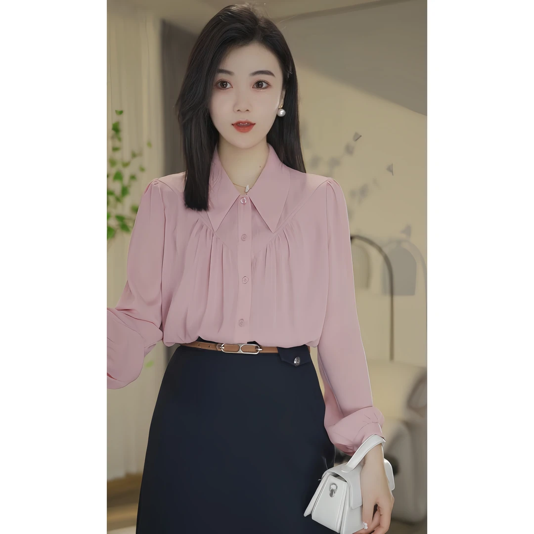 MAN BEI/曼·贝【官方甄选】8393049遮肉显瘦气质减龄设计感百搭衬衫