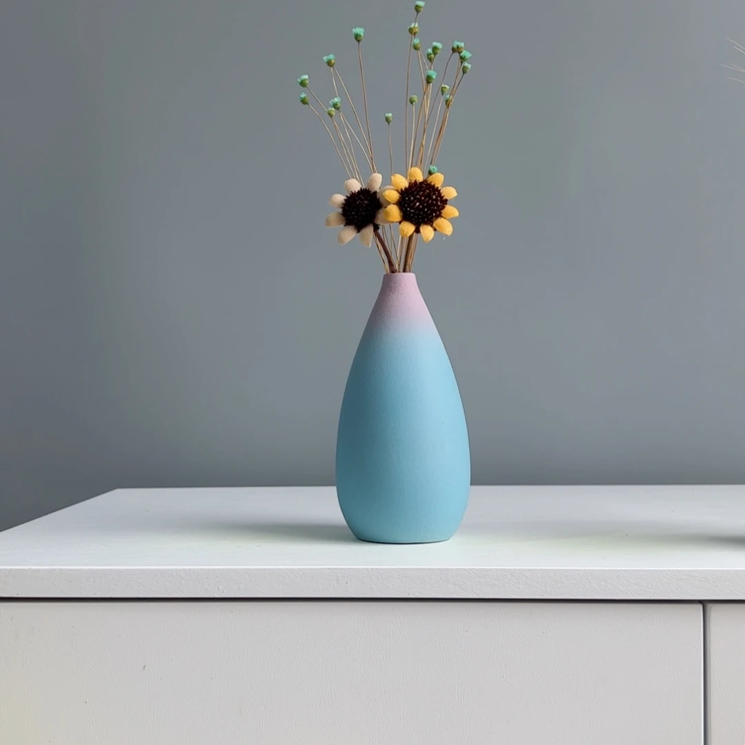 摆件陶瓷小花瓶摆件含花总高约20-30cm
