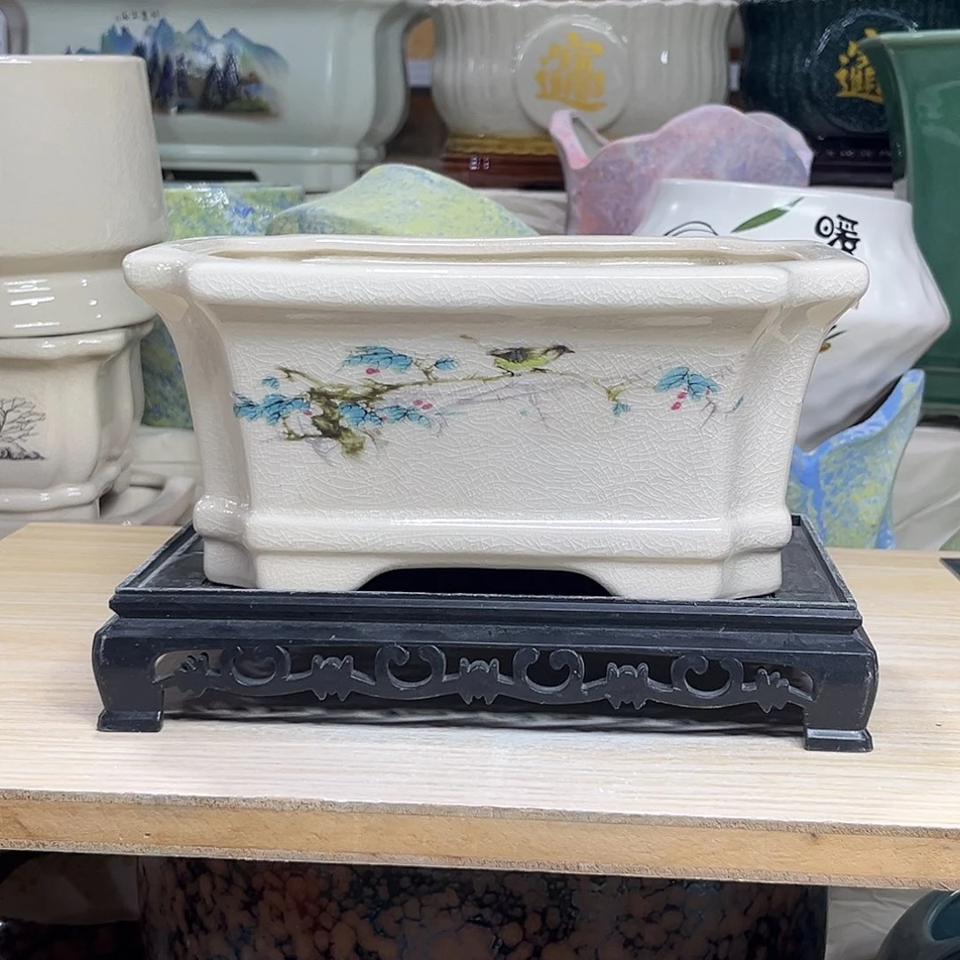 陶瓷绿植多肉微瑕花盆外口径：20*15*9.5