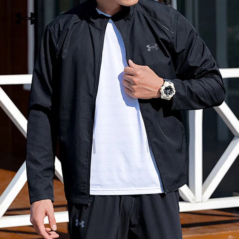 【爆款】安德玛UA 官方Storm男透气跑步运动服长袖立领夹克外套-ZY