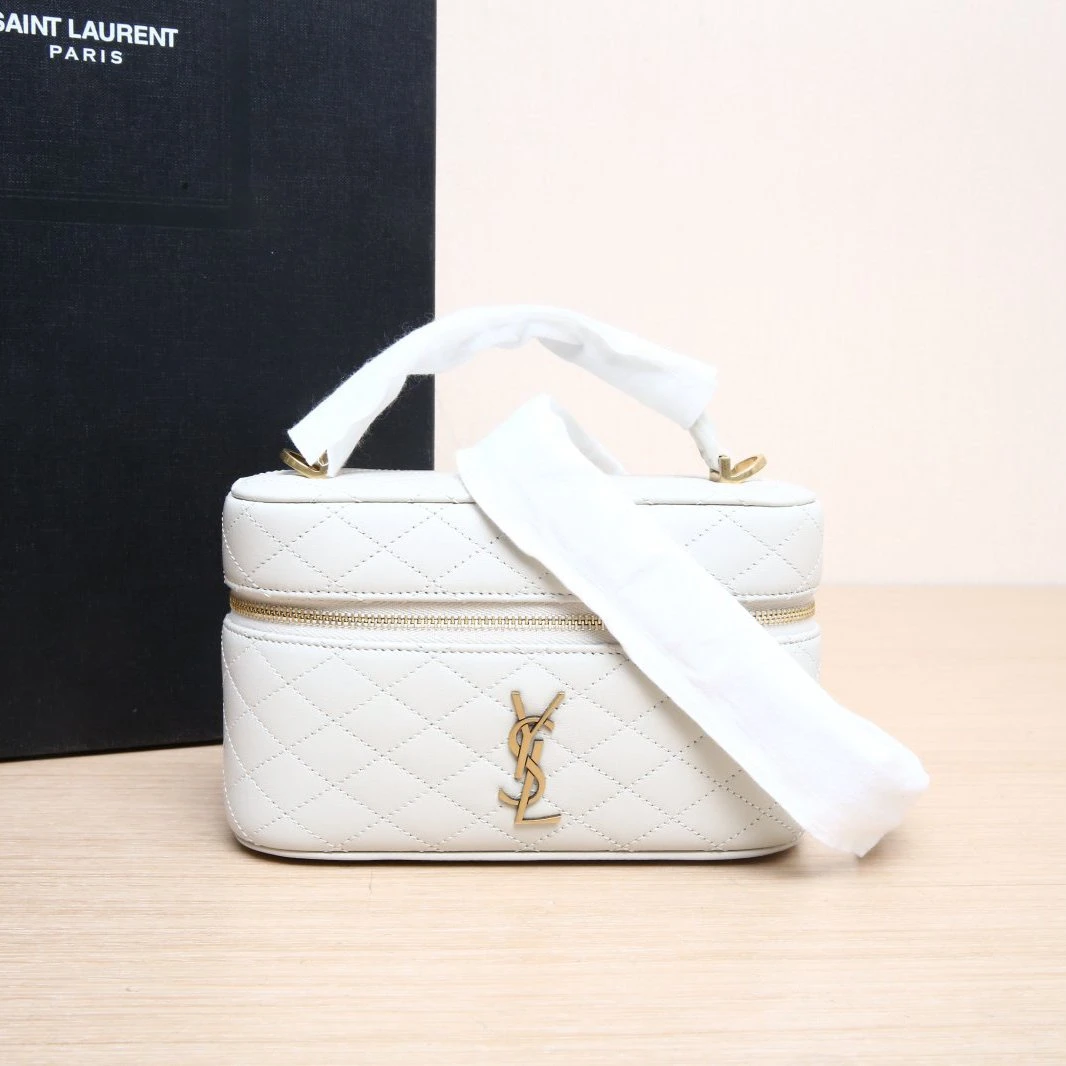 全新未使用 YSL/圣罗兰 -318 小花黑黑 335140链条 手提盒子包