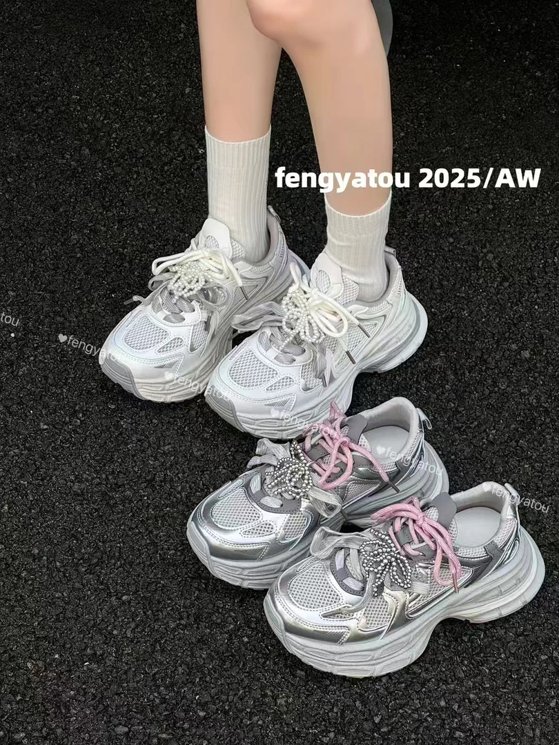 E692女款时尚百搭夏季透气老爹鞋潮流厚底ins