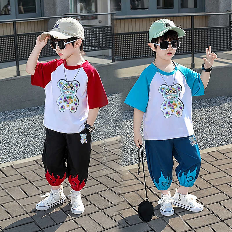 新款儿童夏季短袖套装男女童宝宝夏款休闲运动薄款短裤中小童洋气