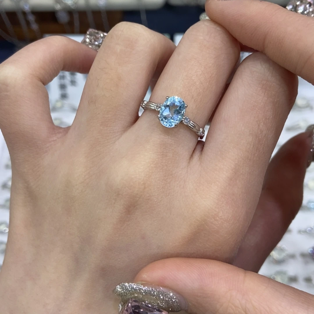 银S925镶嵌戒指托帕石