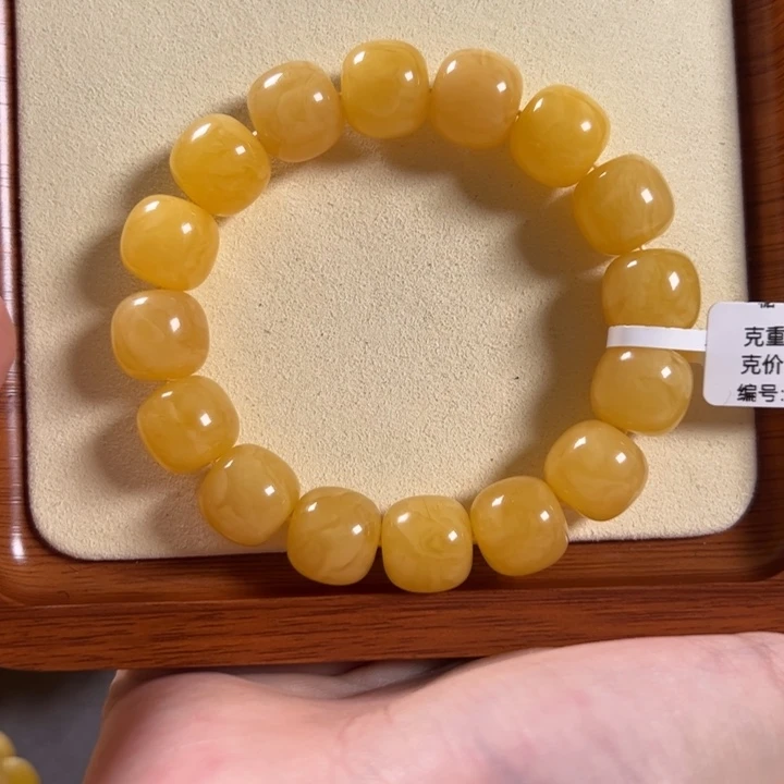 手串琥珀未镶嵌14.3mm精工老型焦皮同料橘里花AD