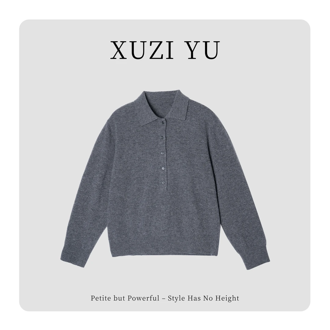 XUZI YU.小个子定制韩系高级感POLO翻领毛衣针织衫女7712-M110600