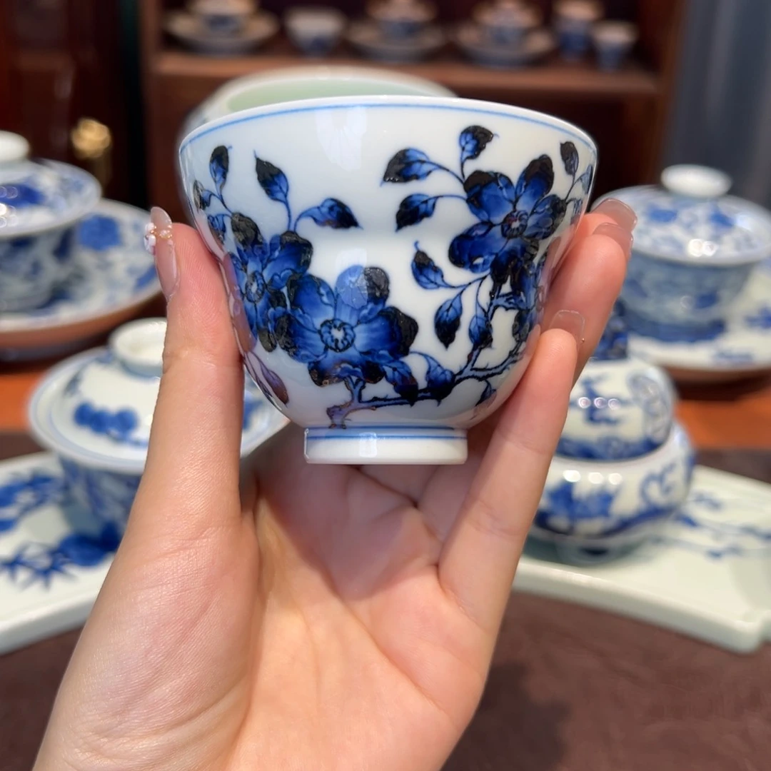 青花雯华堂手绘杯杯