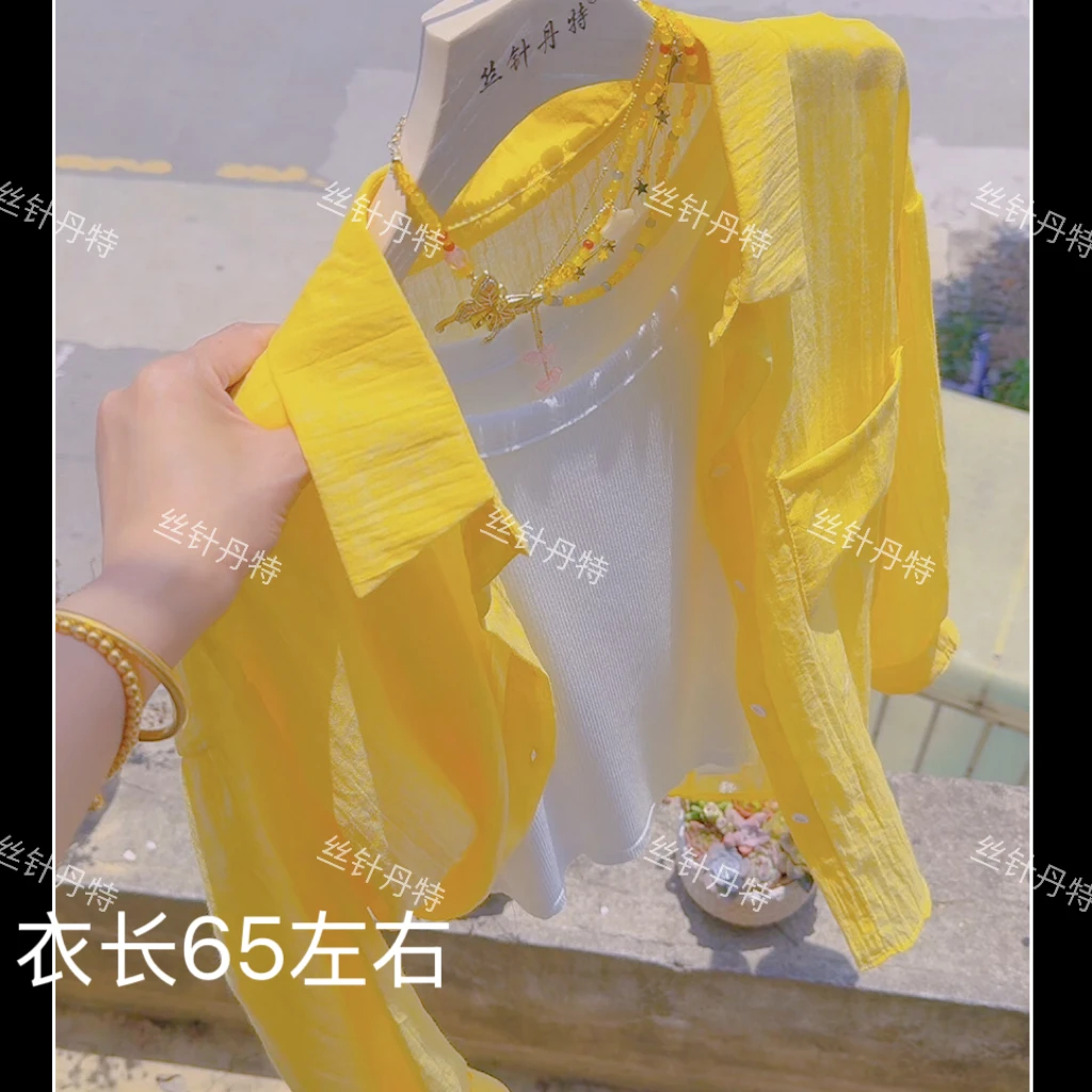 佳8079 POLO领长袖防晒衬衫女轻薄透视开衫外套夏季休闲洋气衬衣