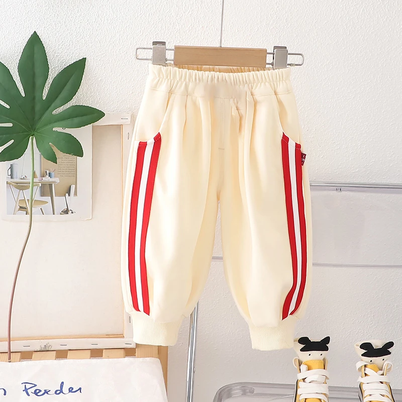 男宝宝新款男宝童装裤子0-3周岁洋气竖条单裤1中小童运动休闲卫裤