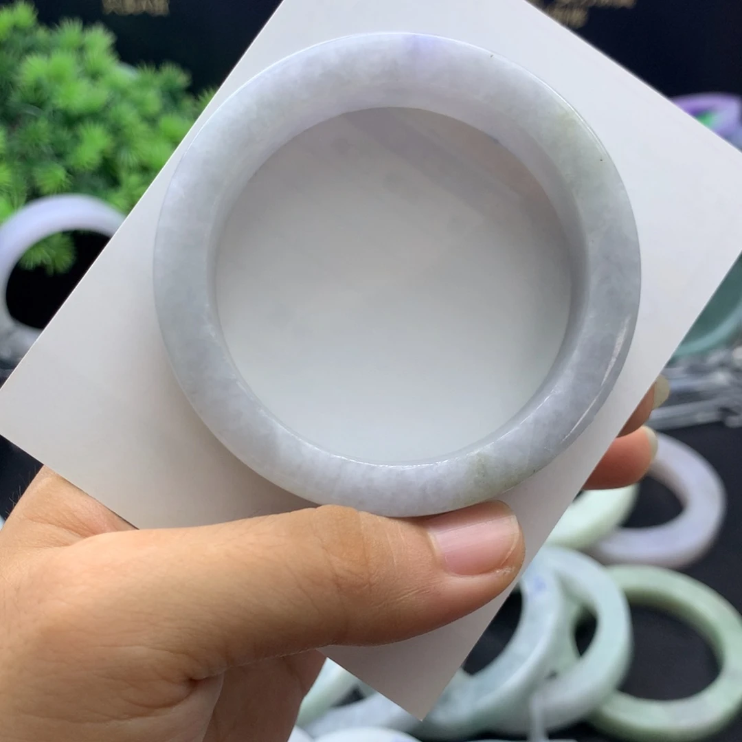 定制翡翠天然翡翠手镯未镶嵌54/55 冰紫色