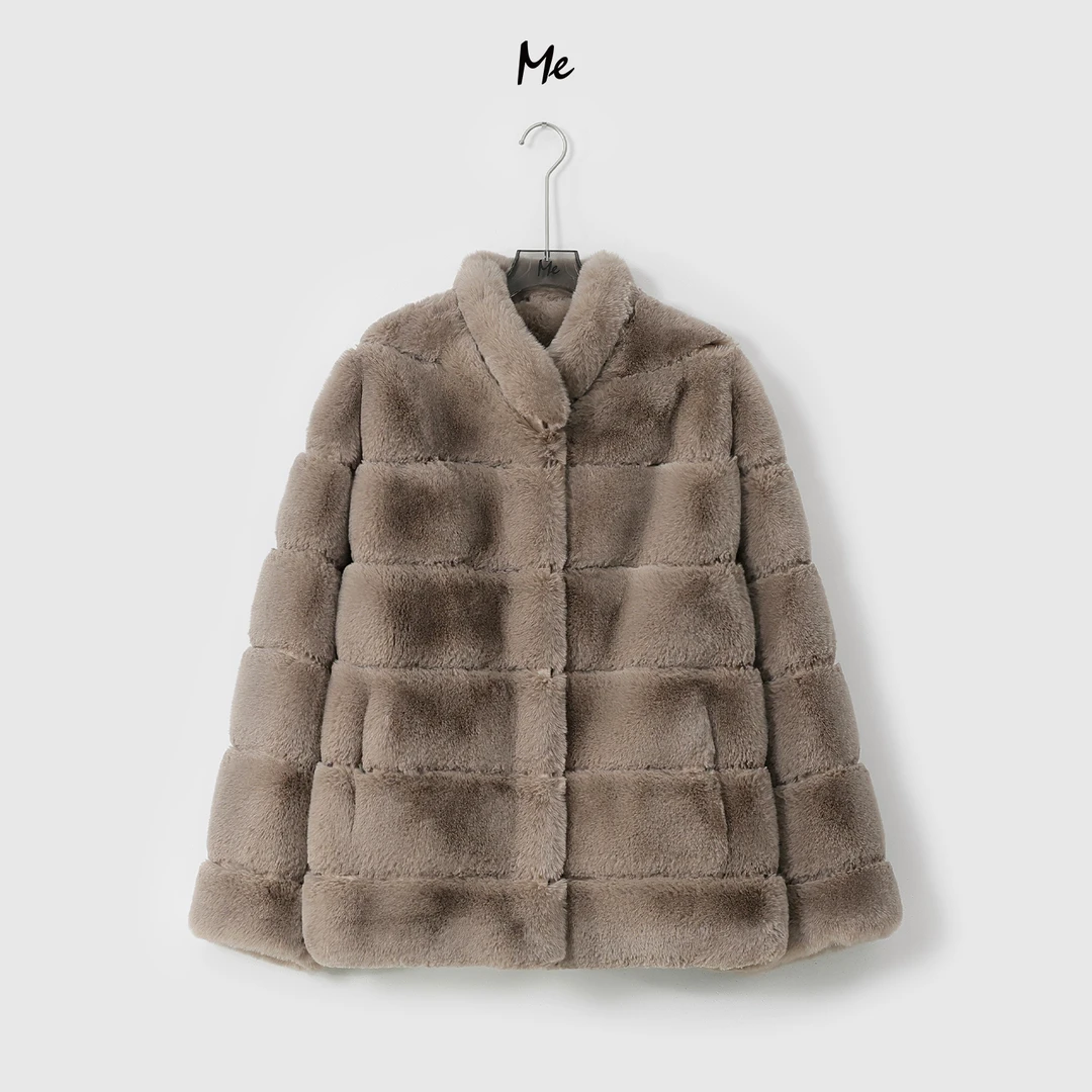 ME【冰雪女王】稀有高密绒毛时尚百搭高领御寒保暖毛毛外套MESA6009