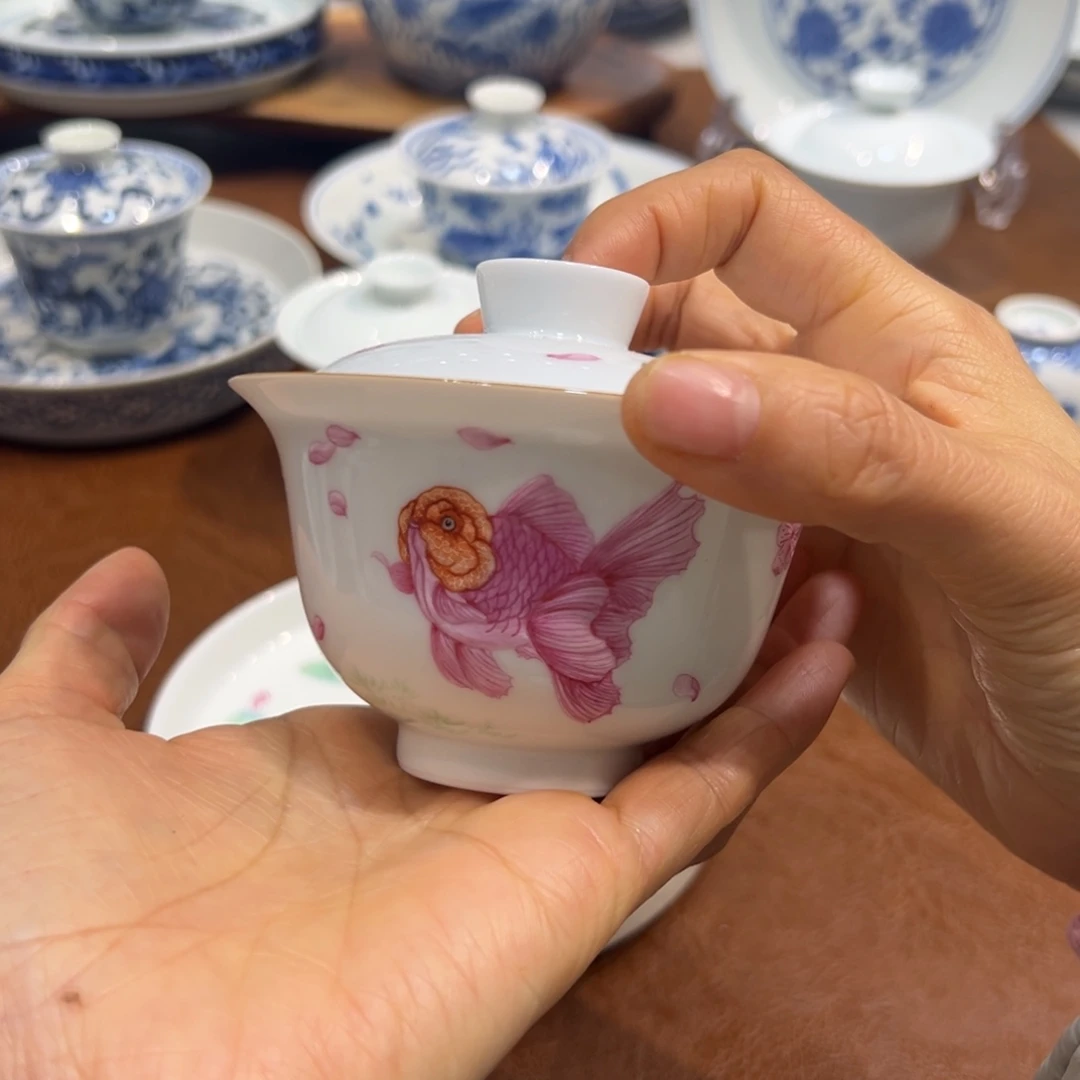 粉彩兰寿盖碗140毫升