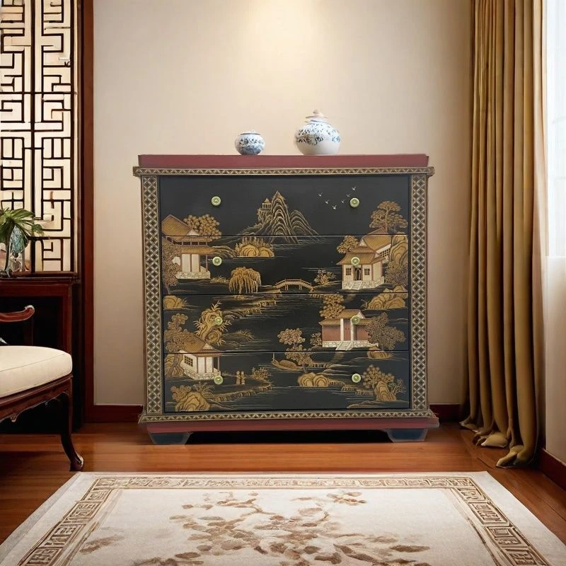 金煌轩83*46*83新中式实木斗柜边柜整装式家用抽屉柜储物柜木质