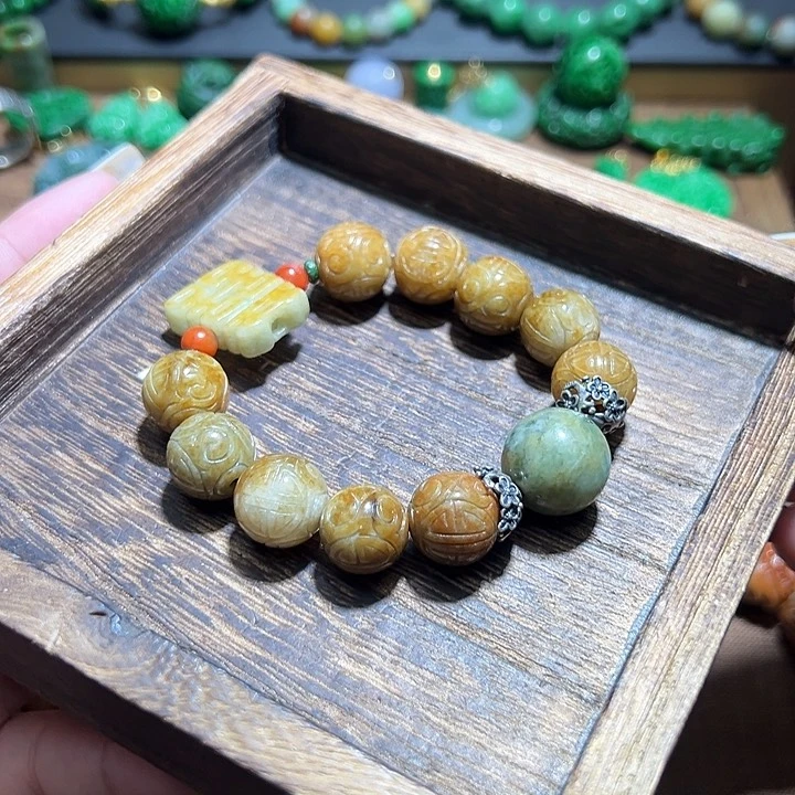 翡翠手串银S925镶嵌翡翠手串