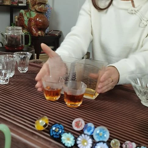 耐热玻璃无盖款心经金银2小杯+2公杯