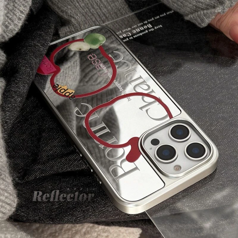 高级感适用16promax手机壳iphone14镜面线条苹果15电镀银色13