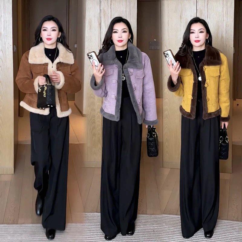 时尚短款女装外套2025新款洋气今年流行冬装爆款百搭加绒加厚上衣