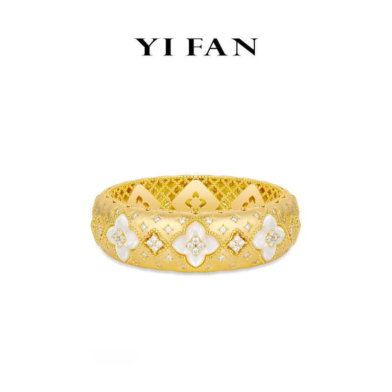 925银合成锆石手链 2780-金色四瓣花繁星点点手镯