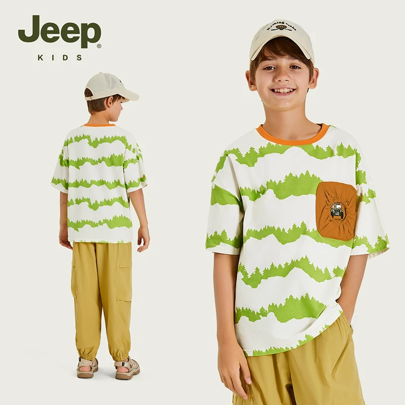 JEEP儿童短袖t恤男童上衣2025新款夏装凉感速干衣服童装