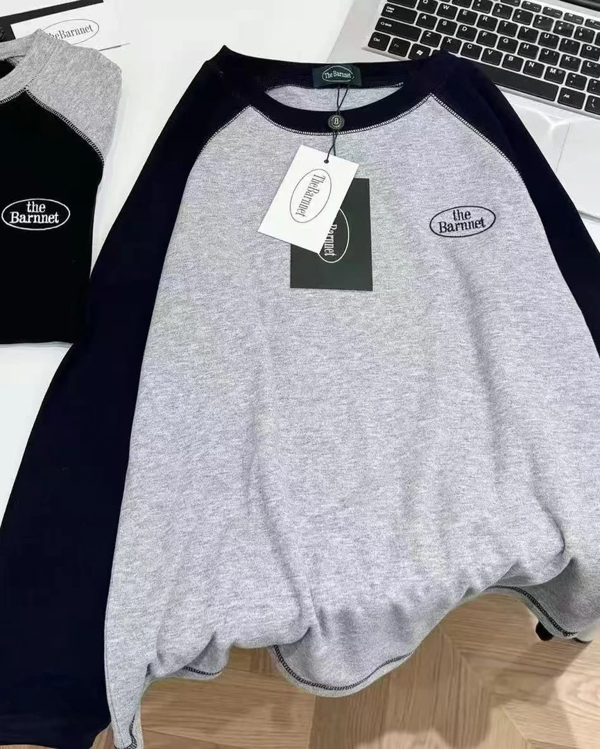 新款韩风插肩袖圆领长袖打底衫百搭显瘦大弹力长袖衫（001-N）