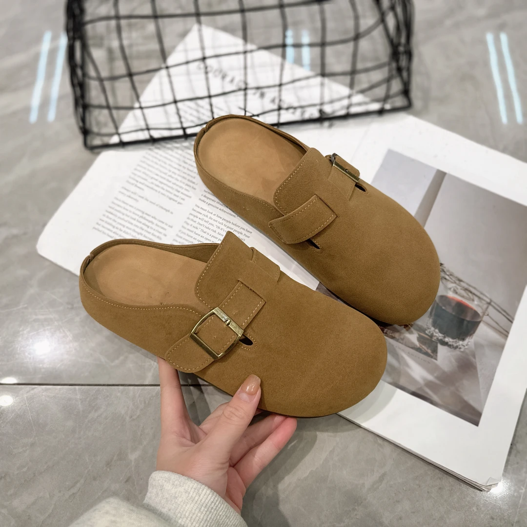 ins简约包头拖包头日常舒适休闲风极简风厚底软底