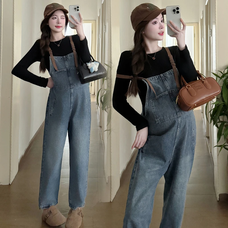 【KIKI严选】孕妇装春季套装2025新款时尚背带裤时尚孕妇背带裤套装