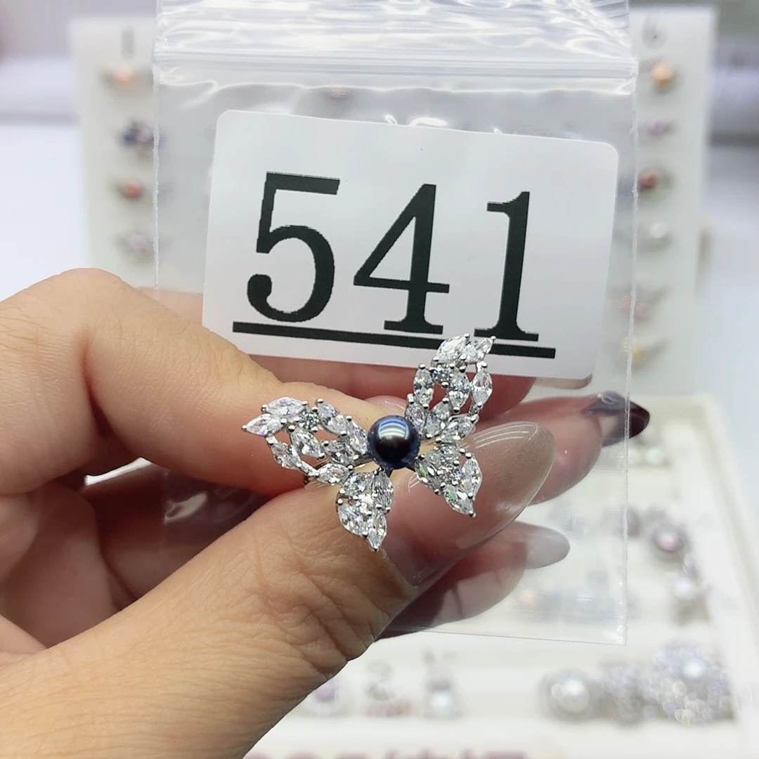 婷***兔银S925镶嵌淡水珍珠珠宝奇石541拍2发1