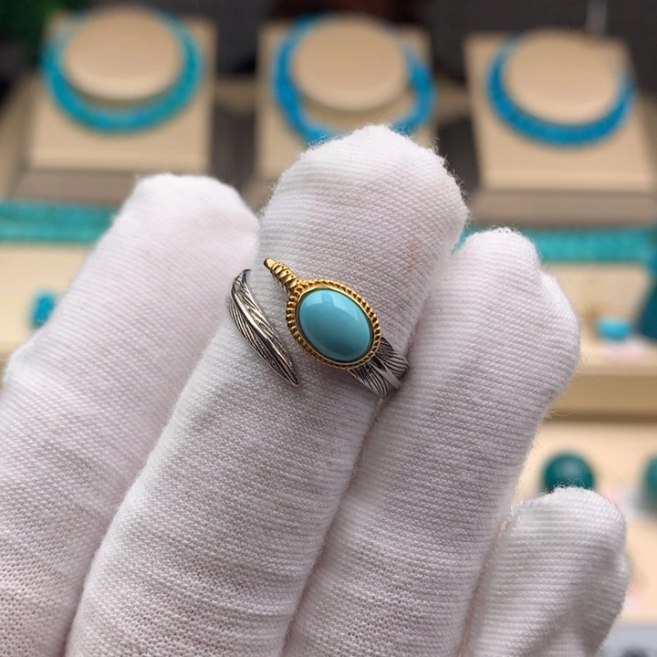 绿松石银S925镶嵌戒指