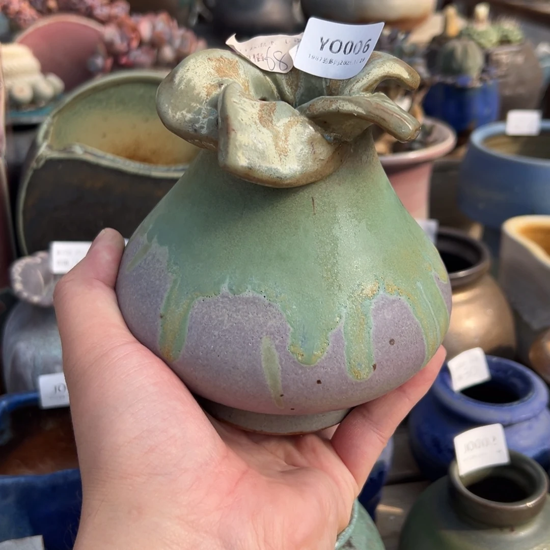 1987花盆yo006 绿油画花口