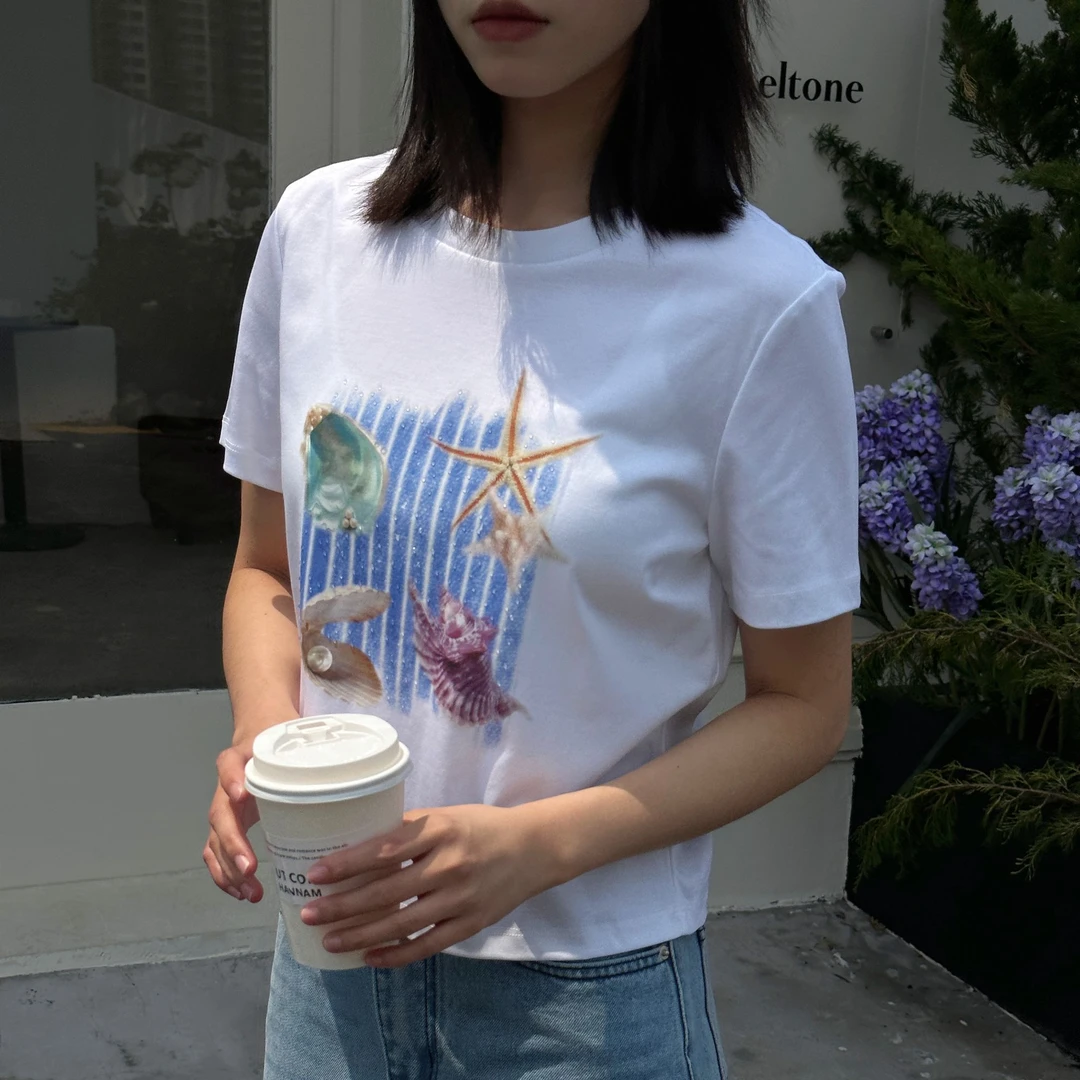 Pada嘻&YWMM【深圳南油】简约休闲 趣味印花T恤 08822 Hi Fortune